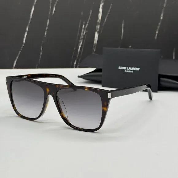 NEW SAINT LAURENT SL1F 003 SUNGLASSES UNISEX SQUARE HAVANA EYEWEAR SL 1F 003 Saint Laurent Unisex Square/Rectangle Havana Havana Grey  main image 3